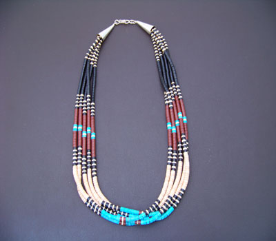 Native American Santo Domingo 5-Strand Necklace
