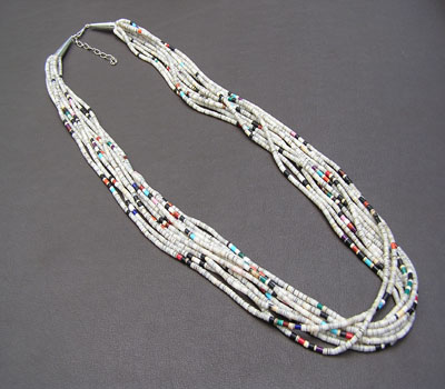 Native American Necklace Santo Grey Oyster w/ Mixed 10- Str