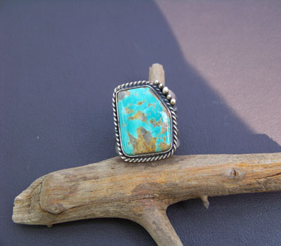 Green Turquoise Ring on Native American Turquoise Ring    Nevada Green    Sz 12
