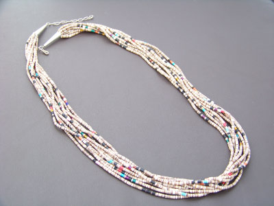 Native American Necklace Santo Baby Olive w/ Mixed 10-Str
