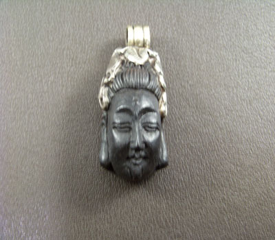 Pendant Jet Buddha Carved Double-Sided