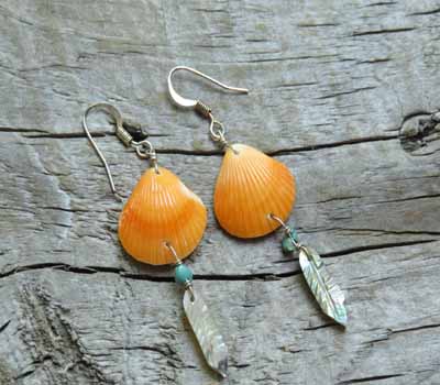Native American Indian turquoise coral & shell earrings, American ...