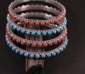 Native American Bracelet Coral /  Turquoise Bangle