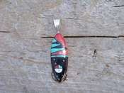 Native American Pendant Zuni inlay Teardrop 