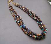 Native American Santo Domingo 4-Strand Amber Necklace