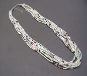 Native American Necklace Santo Grey Oyster w/ Mixed 10- Str