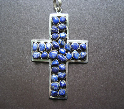 Pendant Cross Hand Crafted Lapis