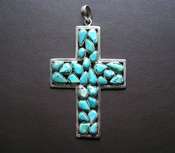 Turquoise 24 Stone Large Cross Pendant