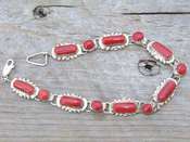 Native American Link Oxblood Coral Bracelet