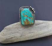 Native American Turquoise Ring - "Nevada Green" - sz 12