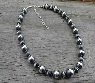 Native American Sterling bead necklace