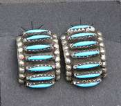 Native American Turquoise Zuni Half Loop Earrings